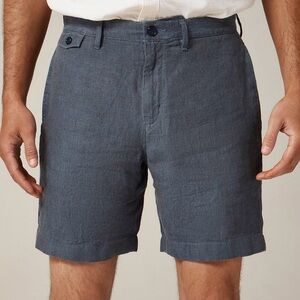 J. Crew Men's 8.5" 100% Linen Shorts Size 36 Beach Ocean Blue Breathable Summer